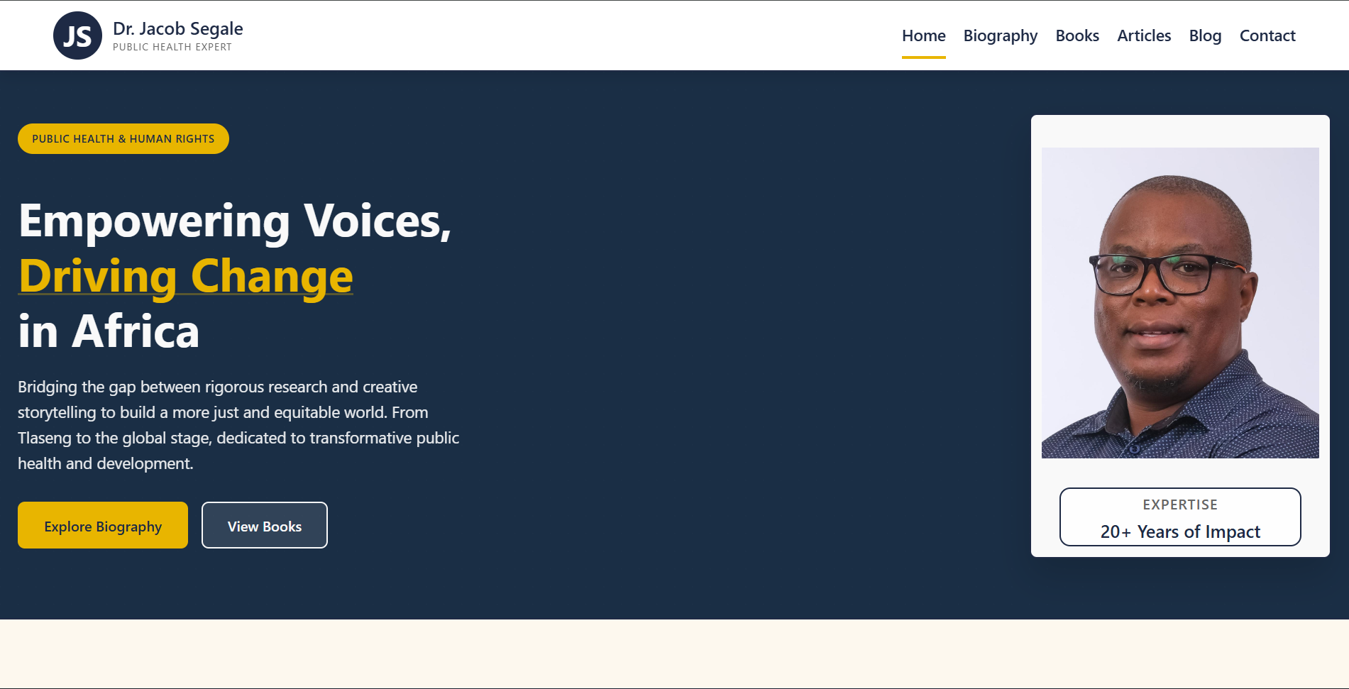 Screenshot: Dr Jacob Segale website home page